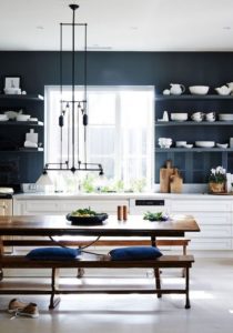 cosy midnight blue kitchen