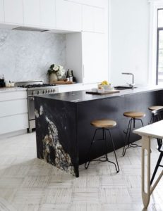 black kitchen island - monochrome